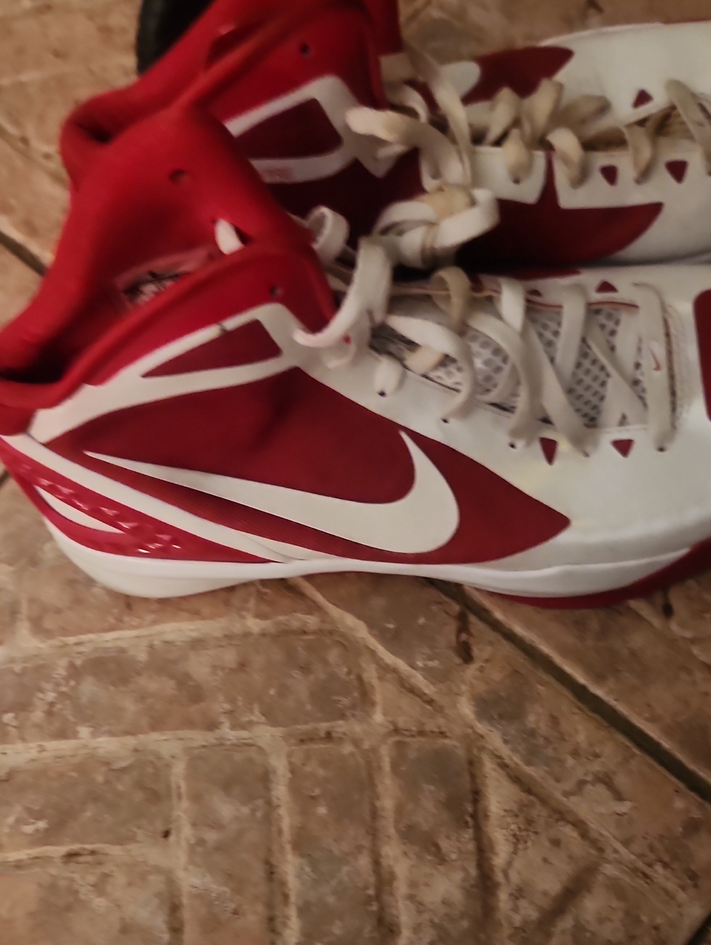 Nike Youth Red and White High-Top Sneakers